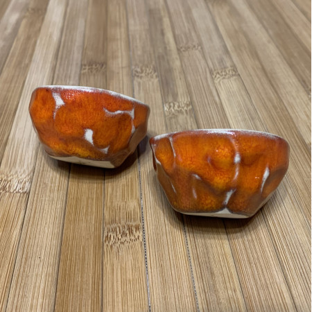 Пиалы для чая оранжевая Лава  ручная работа 25 мл